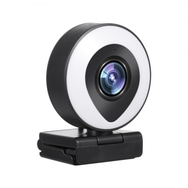 Webcam Streaming 1080P Full HD with Dual Microphone and Ring Light USB Web Camera Stream for Laptop YouTube OBS