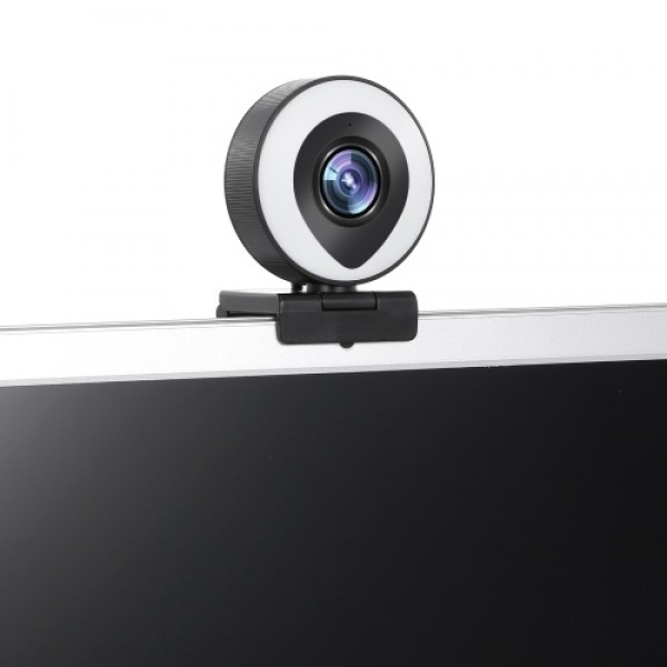 Webcam Streaming 1080P Full HD with Dual Microphone and Ring Light USB Web Camera Stream for Laptop YouTube OBS