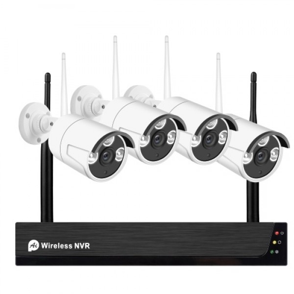 1080P 4CH HD Wireless Security Camera System, 4CH NVR + 4Pcs WiFi IP Camera 1080P Video Surveillance Camera with Night Vision, M