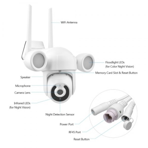 2K Smart Life Wireless Monitor Camera Outdoor Smart WiFi Camera 3.0MP IP65 Waterproof Auto Night Vision Motion Detection Auto-tr