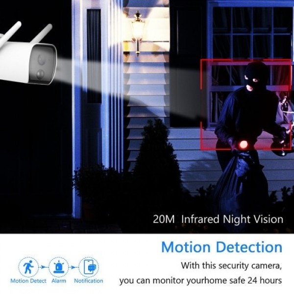 1080P Wireless Security Camera  Rechargeable Battery Powered Home Surveillance Camera with Smart Night Vision, PIR Motion Detect