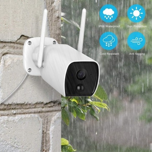 1080P Wireless Security Camera  Rechargeable Battery Powered Home Surveillance Camera with Smart Night Vision, PIR Motion Detect