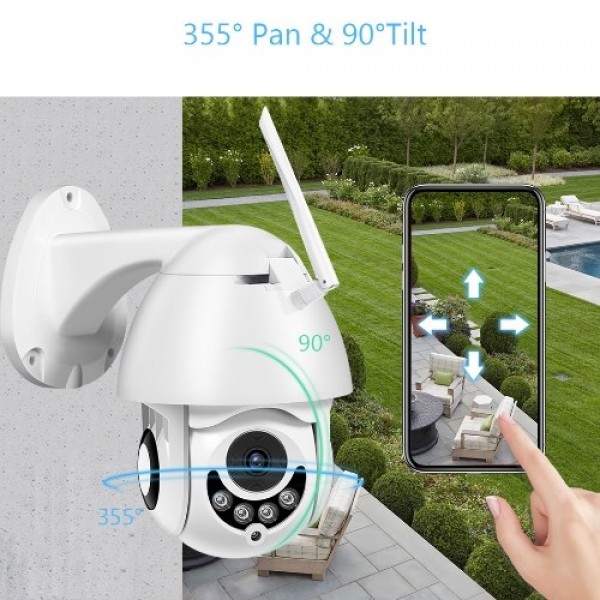 Full HD 1080P Security Cameras 2MP Outdoor Waterproof Wireless WiFi PTZ  Camera with Night Vision Motion Detection Two-way Audio