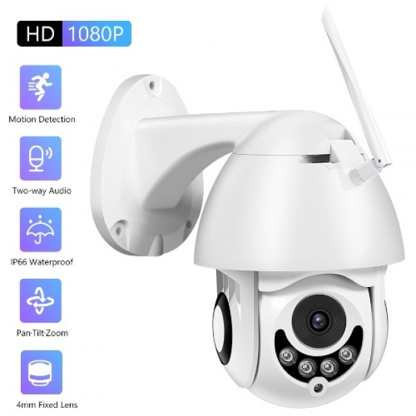 Full HD 1080P Security Cameras 2MP Outdoor Waterproof Wireless WiFi PTZ  Camera with Night Vision Motion Detection Two-way Audio