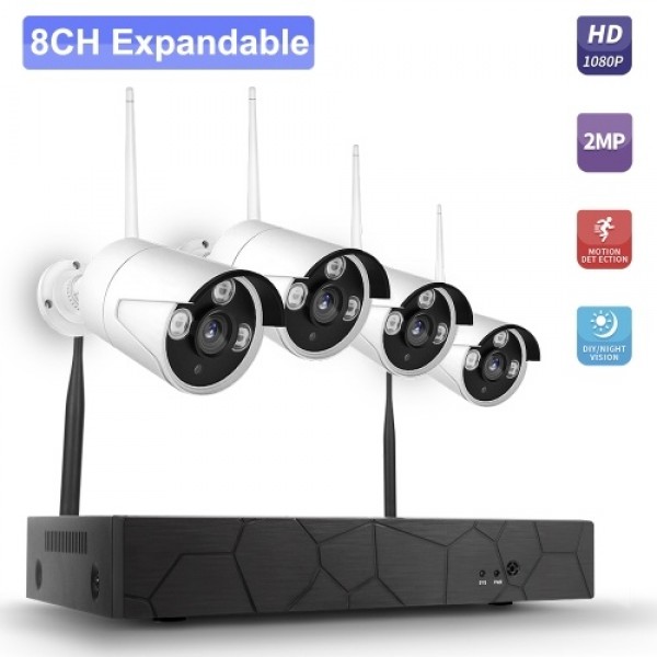 K8208-8 8CH NVR + 4 Cameras Wireless NVR Kit Security Surveillance System