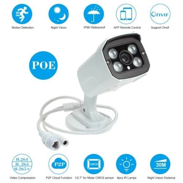 1080P HD Bullet POE IP Camera