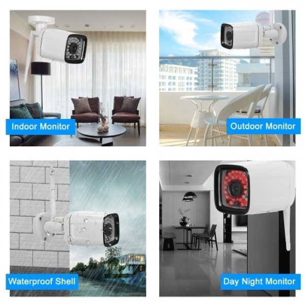 1080P HD Bullet 2.0MP 30pcs Infrared LED Lights Weatherproof Wireless IP Camera