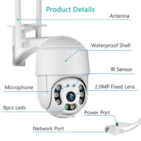 Outdoor PTZ Security Camera 1080P Home Surveillance Camera