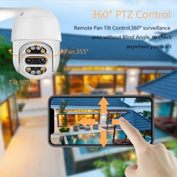 1080P HD Wireless Indoor Outdoor PTZ Home Security Camera