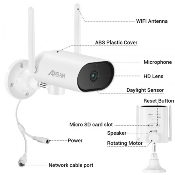 5MP Super HD Wireless WiFi Security Camera Outdoor IP66 Waterproof Surveillance Camera with Night Vision Motion Detection Remote