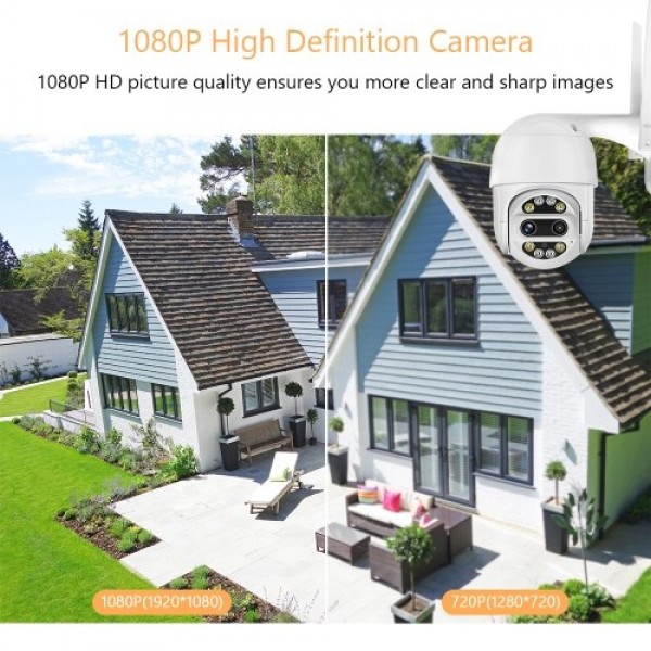 1080P HD Wireless Indoor Outdoor PTZ Home Security Camera