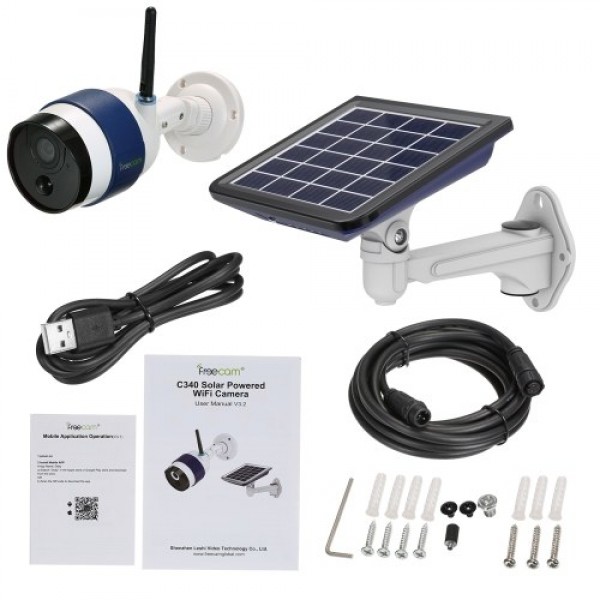 FREECAM C340 Wireless HD 720P WiFi Solar Powered IP Security Camera