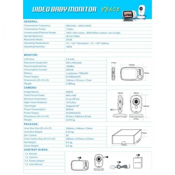 VB603 Intelligent Digital No Wire Infant Monitor