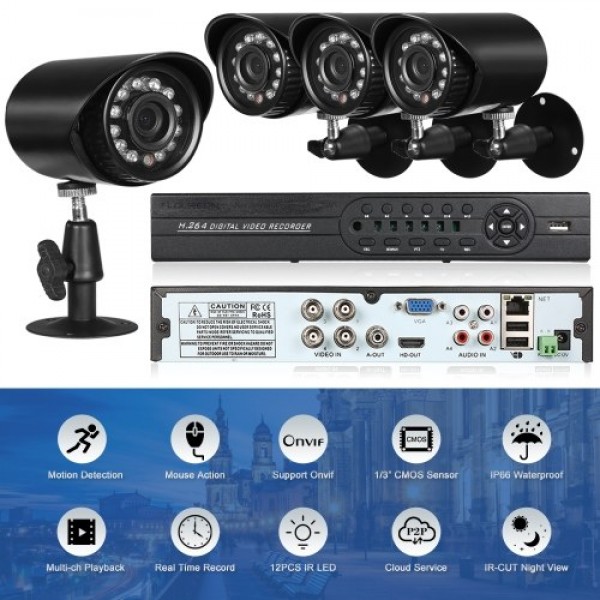 4CH 1080P Hybrid 5-in-1 DVR CCTV Camera System