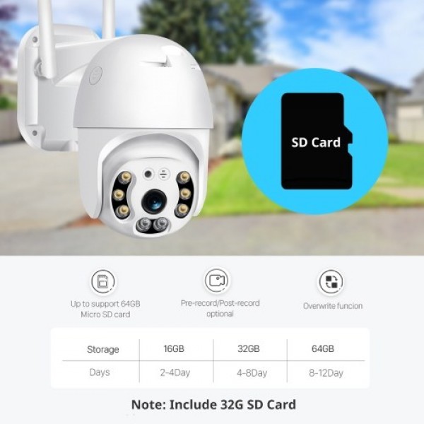 Security Camera Outdoor, Pan Tilt Wireless Home Security Camera, 5MP WiFi Home Surveillance Camera with Color Night Vision, Remo