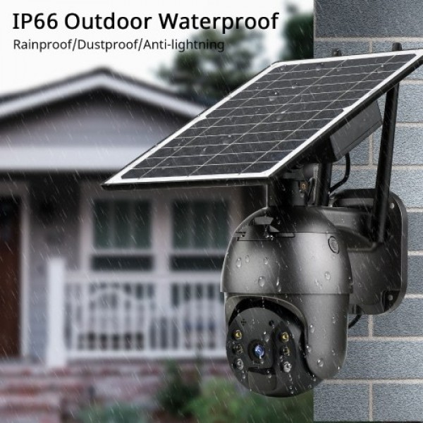 4MP Wireless Solar Panel Security Camera Outdoor Waterproof Surveillance Camera with Full Color Night Vision Support PIR Human D