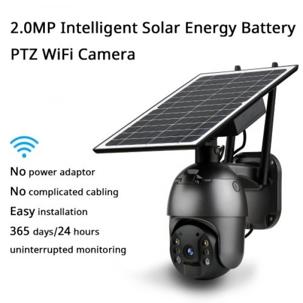 4MP Wireless Solar Panel Security Camera Outdoor Waterproof Surveillance Camera with Full Color Night Vision Support PIR Human D