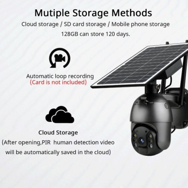 4MP Wireless Solar Panel Security Camera Outdoor Waterproof Surveillance Camera with Full Color Night Vision Support PIR Human D