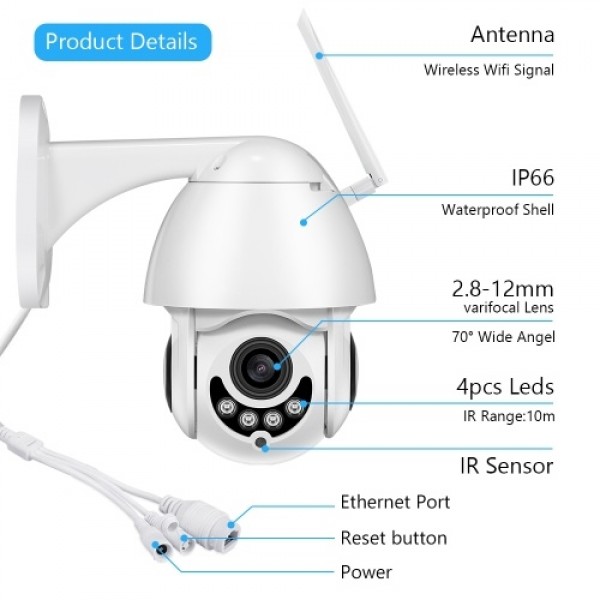 2MP Wireless WiFi PTZ Camera