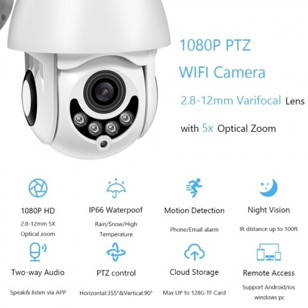 2MP Wireless WiFi PTZ Camera