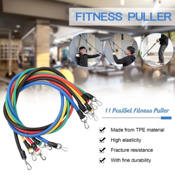 11pcs Fitness Puller Set Upgraded Resistance Belt Multifunctional Exercise Elastics Tubes for Training Gym Bodybuilding Sport Wo