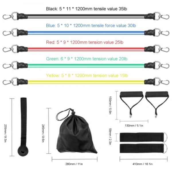 11pcs Fitness Puller Set Upgraded Resistance Belt Multifunctional Exercise Elastics Tubes for Training Gym Bodybuilding Sport Wo