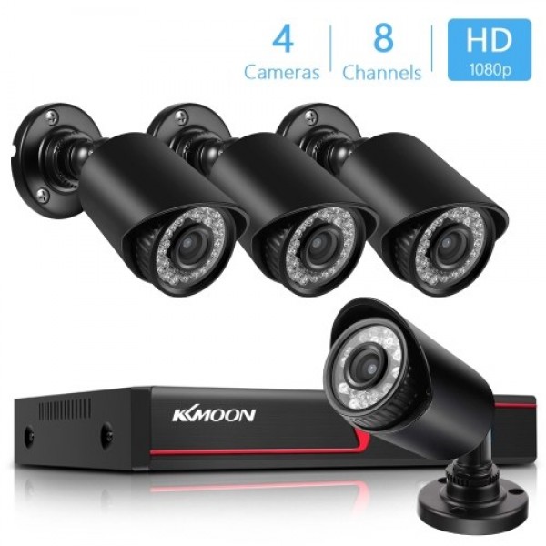 1080P Home Wired Security Cameras System 8CH DVR and 4PCS 2MP 1080P Outdoor Indoor Waterproof Surveillance Camera