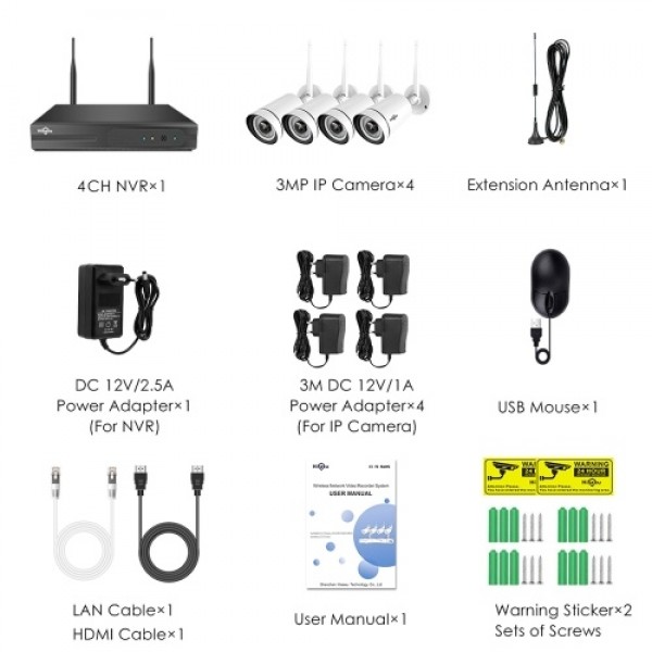 3MP Home Wireless Surveillance Camera System