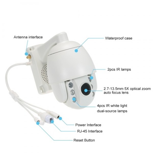 1080P Outdoor PTZ WiFi Security Camera PTZ (5X Optical Zoom) Wireless IP Camera