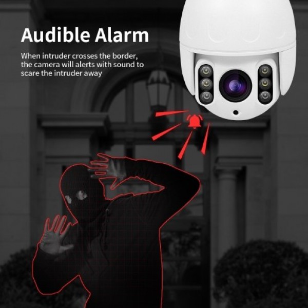 PTZ WiFi Camera Outdoor 1080P IP Security Camera Pan Tilt 4X Optical Zoom Dome Surveillance Monitor