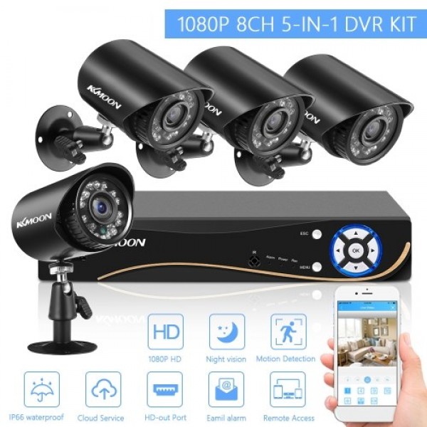 1080P Home Security Camera 8CH Surveillance DVR+4pcs 2MP Full HD Indoor Outdoor Weatherproof Camera With Night Vision Support Mo