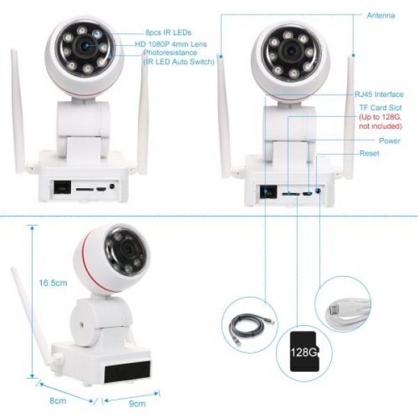 HD 1080P 2MP WiFi  PTZ Security IP Camera EU Plug