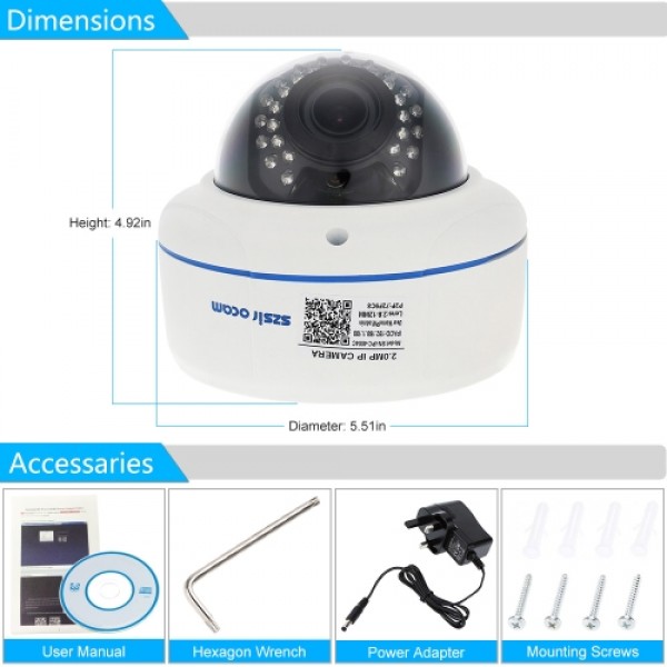 szsinocam H.264 HD 1080P 2.8-12mm 4X Digital Zoom IP Camera with 30pcs IR LEDs CCTV Security