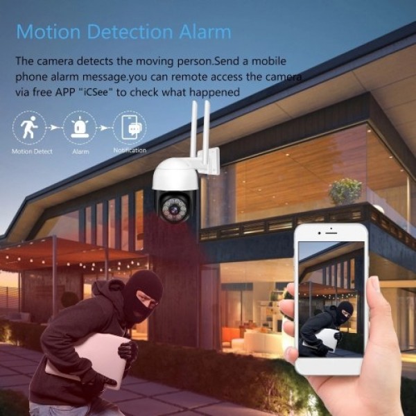 Outdoor Security Camera, 5MP 360° View Pan/Tilt Wireless 2.4G WiFi Home Surveillance Camera with Color Night Vision, Two-way Aud