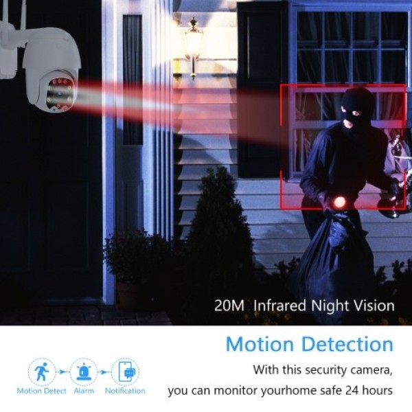 2MP Security Camera Outdoor, 360°View 1080P WiFi Home Surveillance Camera with Color Night Vision, 2-Way Audio, Motion Detection