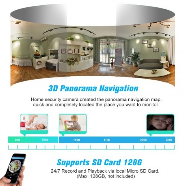 1080P Wireless WiFi IP camera Baby Monitor 3D Panorama Navigation