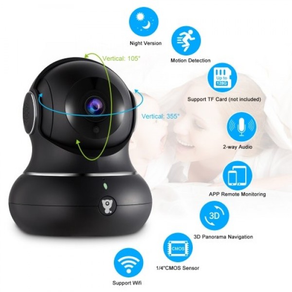 1080P Wireless WiFi IP camera Baby Monitor 3D Panorama Navigation