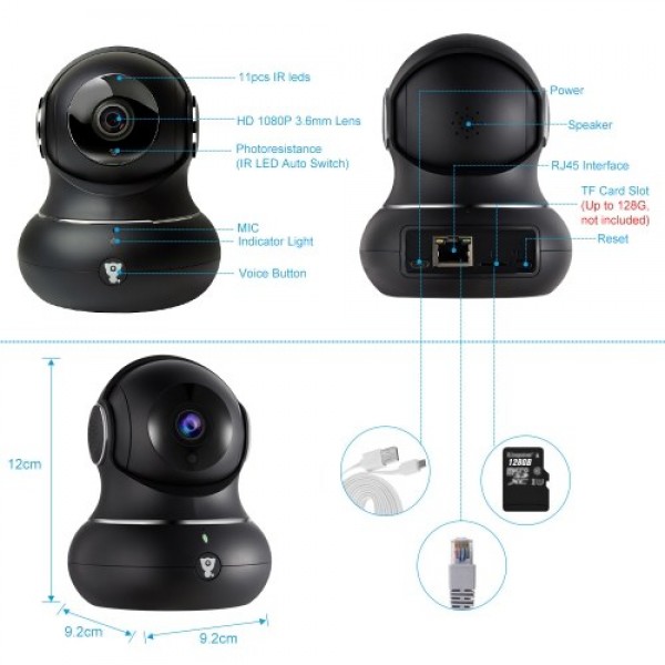 1080P Wireless WiFi IP camera Baby Monitor 3D Panorama Navigation