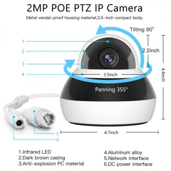 2MP Full HD POE PTZ Dome Camera