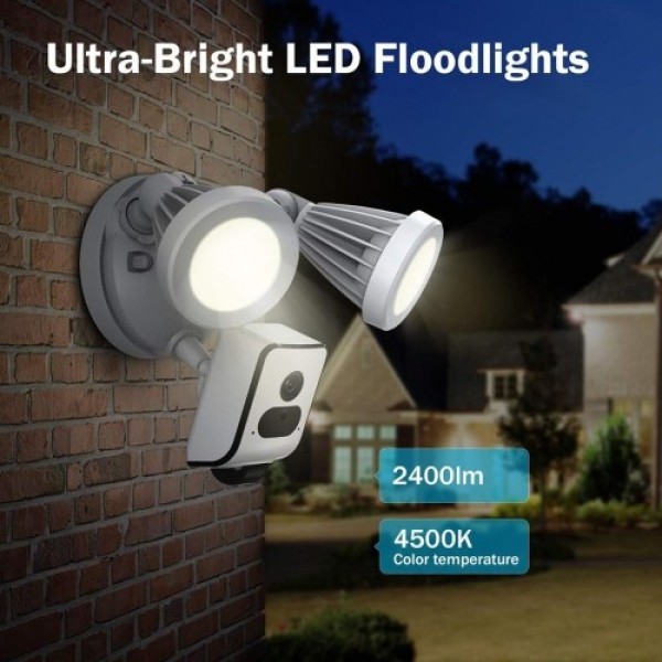 Floodlight Security Camera 1080P HD Wireless WiFi Home Surveillance Camera