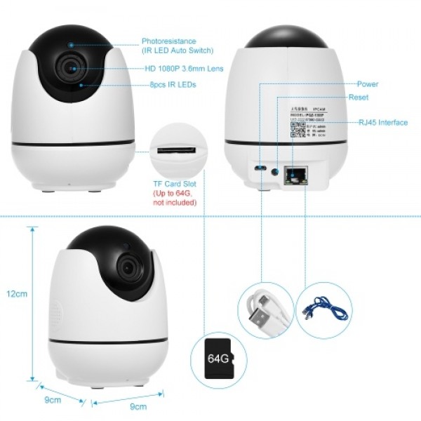 1080P WIFI Camera Wireless Cam Smart IP Camera Baby Monitor US Plug