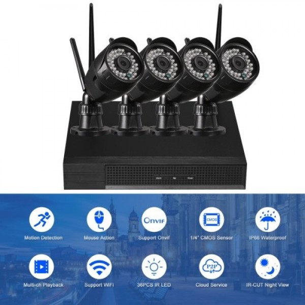 4CH 720P/1080P HD WiFi NVR Kit