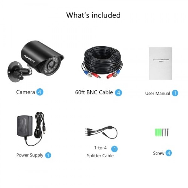 4pcs Full HD 1080P 2MP Security Analog Cameras