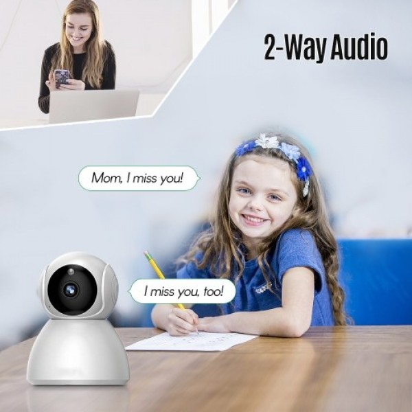 720P High Resolution Smart WiFi Camera Baby Monitor with Infrared Night Vision Motion Detection 2-Way Audio APP Push Notificatio