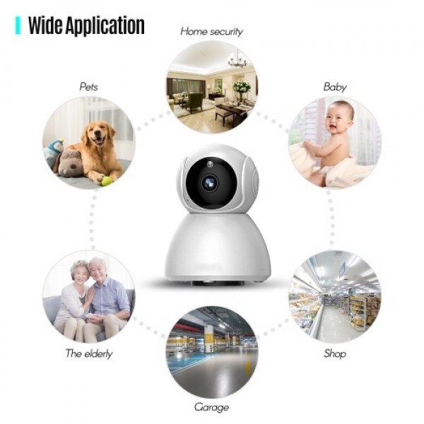 720P High Resolution Smart WiFi Camera Baby Monitor with Infrared Night Vision Motion Detection 2-Way Audio APP Push Notificatio