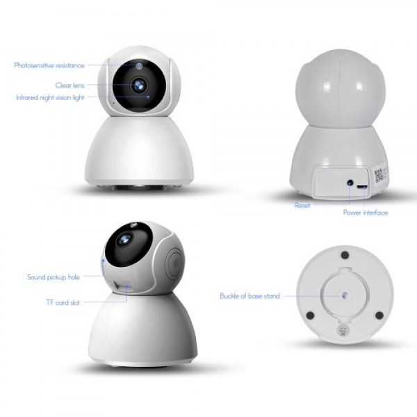 720P High Resolution Smart WiFi Camera Baby Monitor with Infrared Night Vision Motion Detection 2-Way Audio APP Push Notificatio