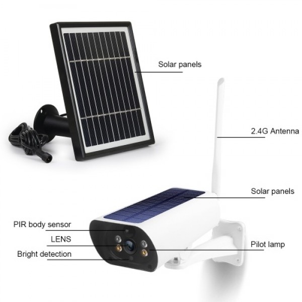 Wifi Solar Camera 1080P Wireless Minitor Plug-in Free Support Adaptive Code Rate Voice Call Remote Wake Two Solar Panel