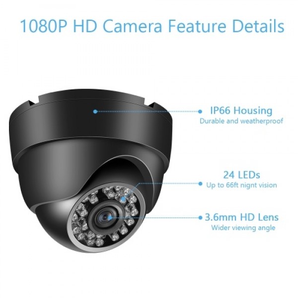 Dome Bullet CCTV Camera with Metal Housing Indoors and Outdoors Use Intelligent Motion System IP66 Waterproof