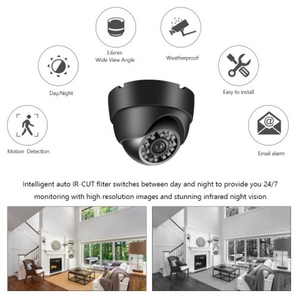 Dome Bullet CCTV Camera with Metal Housing Indoors and Outdoors Use Intelligent Motion System IP66 Waterproof