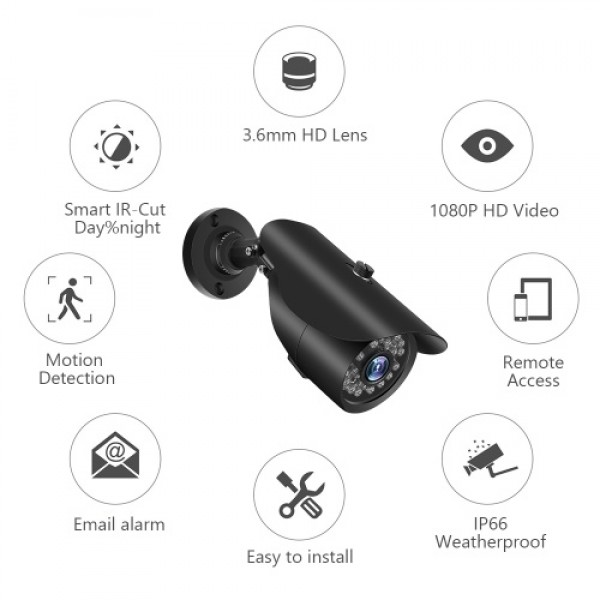 1080P HD 2.0MP Bullet IP Camera with Metal Housing Pal System